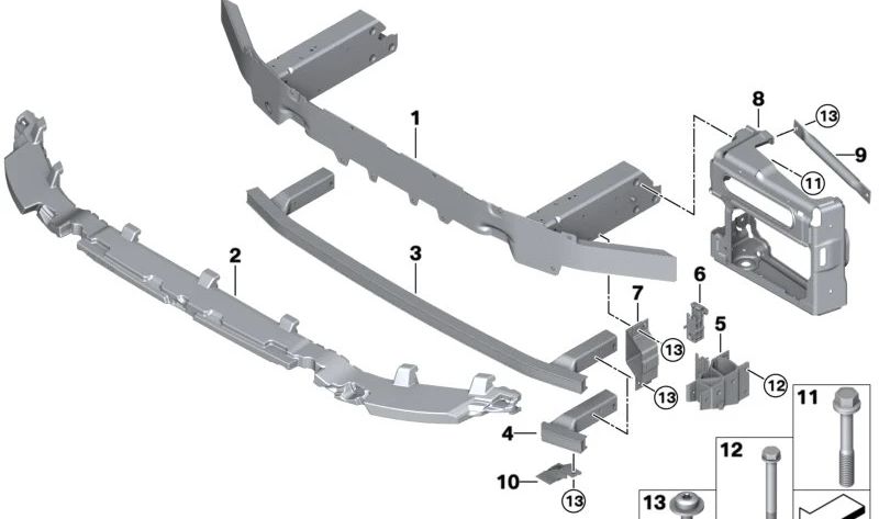 Reforzador de impacto derecho para BMW X3 F97, G01, G08, X4 F98, G02 (OEM 51117399916). Original BMW