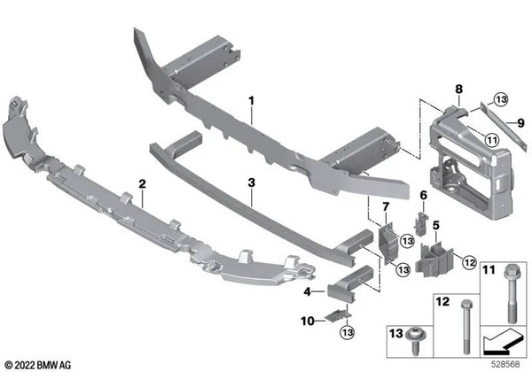 Barra vertical derecha para BMW G01, G01N, G08, G08E, G08F, G08N, G02, G02N (OEM 51117399914). Original BMW