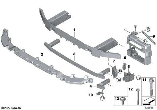 Radiator support lower right for BMW X3 F97, G08, X4 F98, G02 (OEM 51118075102). Original BMW.