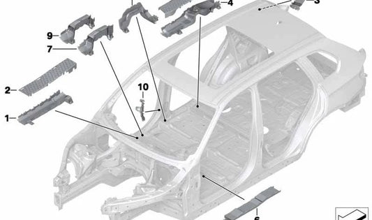 Seat cross member cable channel for BMW E71 (OEM 61139126759). Original BMW