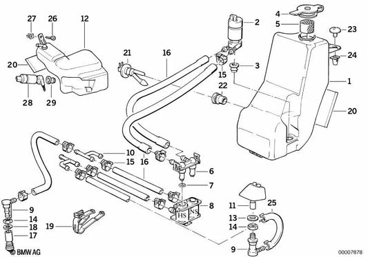 Fluid tank for BMW 5 Series E34 (OEM 61678351262). Genuine BMW