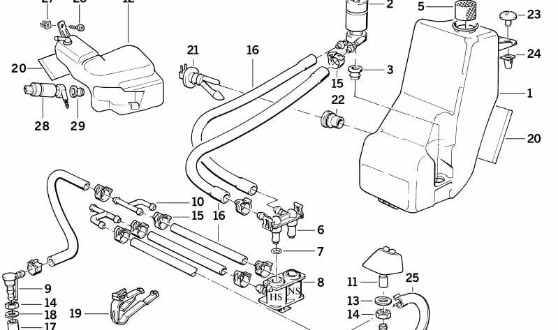 Liquid Tank for BMW E34 (OEM 61678351991). Genuine BMW