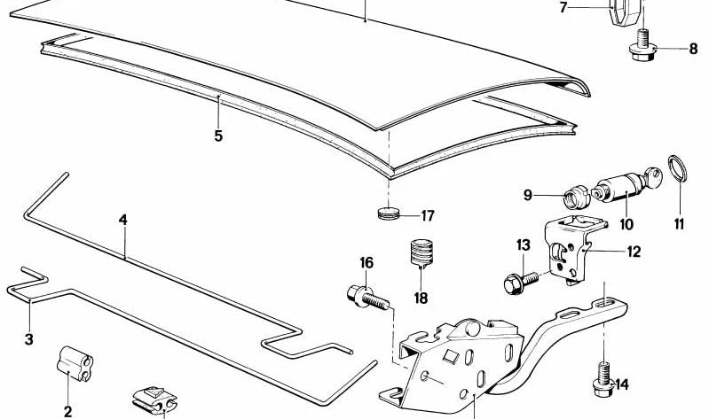 Hinge gauche OEM 41621846697 pour BMW E21. BMW d'origine.