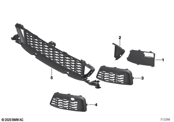 Blende de conducción de aire centro derecho para BMW X1 F48 (OEM 51748063000). Original BMW.