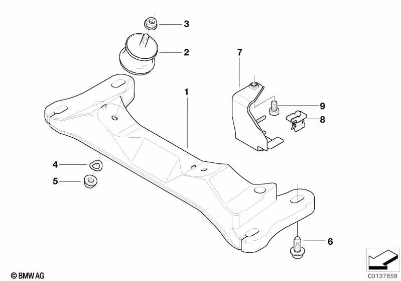 Soporte de transmisión para BMW E81, E82, E87, E88, E90, E91, E92, E93, E84 (OEM 22316771064). Original BMW.