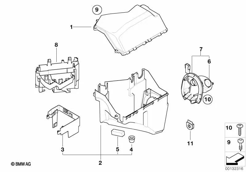 Soporte de unidad de control para BMW E46 (OEM 12907534512). Original BMW.