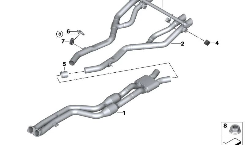 Soporte Silenciador Derecho para BMW Serie 2 G87, Serie 3 G80, G81, Serie 4 G82, G83 (OEM 18309503720). Original BMW