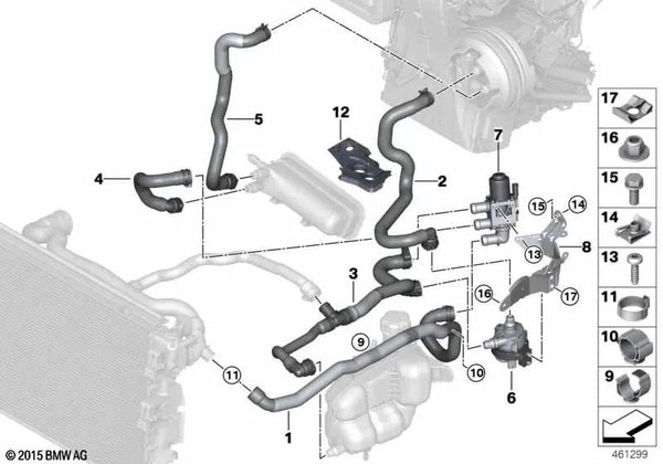 Tubo de refrigerante de entrada para BMW Serie 2 F45, F45N, X1 F48N, F49, F49N, X2 F39 (OEM 64219367387). Original BMW