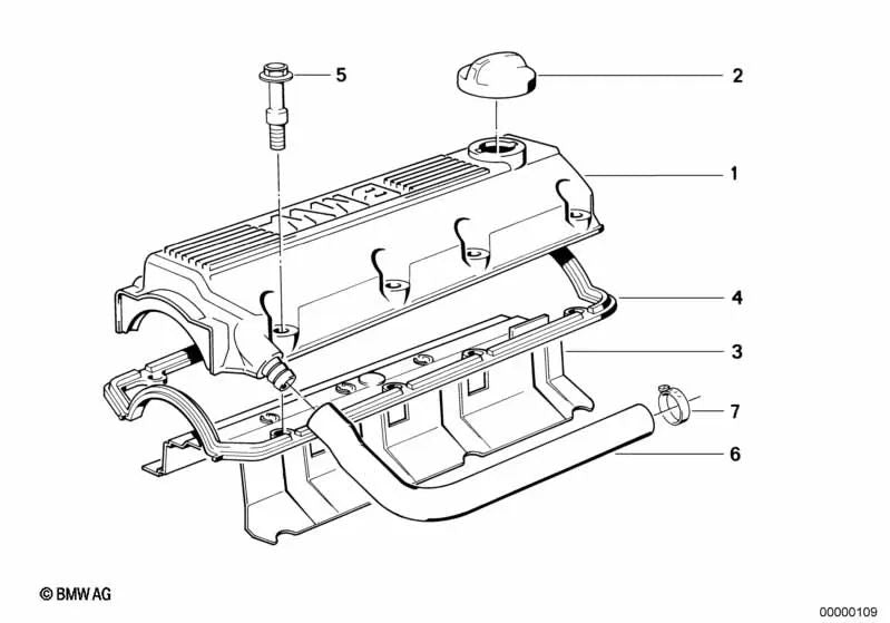 Junta de tapa para BMW Serie 3 E30, E36 Serie 5 E34 (OEM 11121727726). Original BMW.