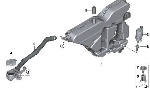 Canal de llenado para depósito de lavado para BMW G42, G87 (OEM 61669883242). Original BMW