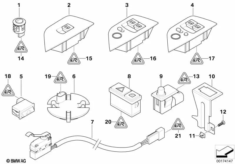 Interruptor Elevador de Ventanas/Espejo para BMW Z4 E85 (OEM 61316935860). Original BMW