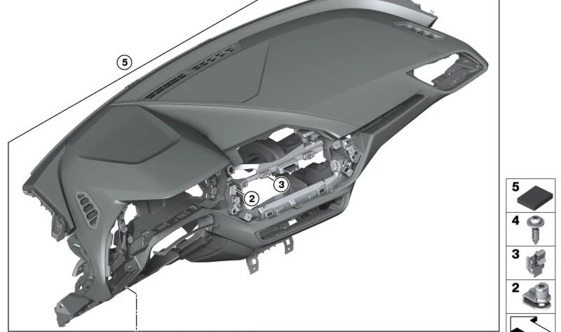 I-Tafel con Costura Decorativa Gris para BMW Serie 1 F40, Serie 2 F44 (OEM 51456962278). Original BMW