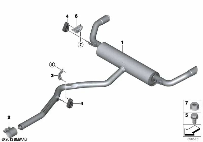 Rear silencer for BMW X5 F15 (OEM 18308572492). Original BMW