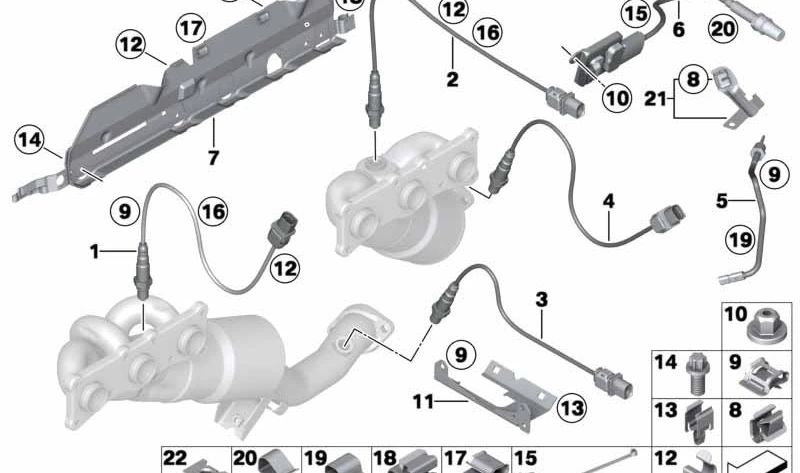 LAMBDA SUPPORT OEM 11787556615 for BMW E81, E82, E87, E88, E90, E91, E92, E93, E60, E61, F10, F11, F18, E63, E64, E65, E66, F01, F02, E84, E83, E83 F25 , E70, E85, E86, E89. BMW original.