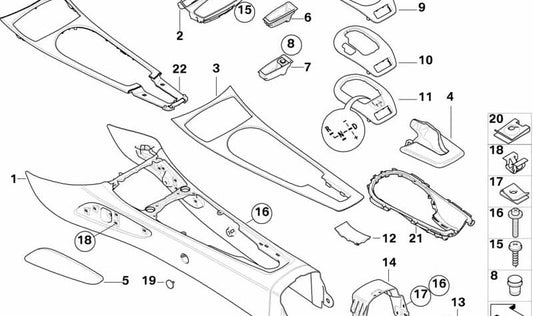 Tapa de la Consola Central para BMW E85, E86 (OEM 51167053109). Original BMW