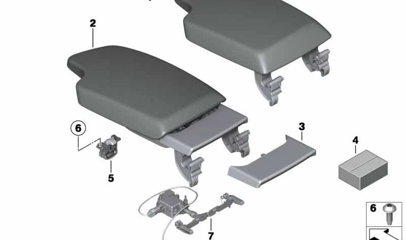 Reposabrazos de cuero para BMW Serie 3 F30, F31, F34, F35, Serie 4 F32, F33, F36 (OEM 51169362268). Original BMW