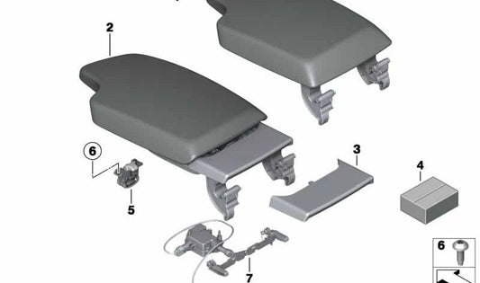 Leather Armrest for BMW 3 Series F30, F31, F34, F35, 4 Series F32, F33, F36 (OEM 51169362268). Original BMW