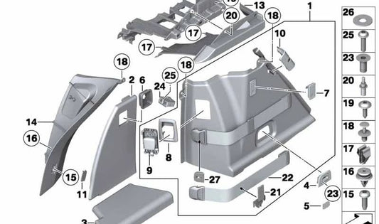 Unten linke Abdeckung OEM 51479167393 für BMW F07 (5 GT -Serie). Original BMW.