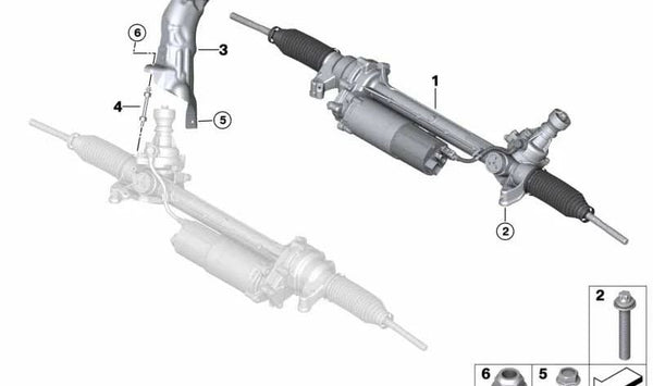 Caja de dirección eléctrica OEM 32105A74960 para BMW G05 (X5), G06 (X6), G07 (X7). Original BMW.