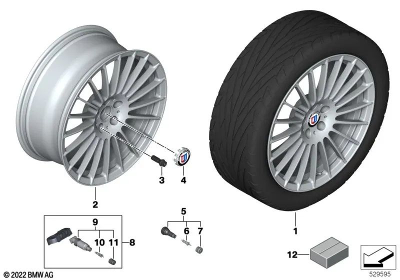 Cubrebuje con emblema encajado para BMW Serie 5 G30N, G31N Serie 7 F01, F01N, F02, F02N, G12, G12N Serie 8 G16 X7 G07, G07N Z8 E52 (OEM 36138025861). Original BMW