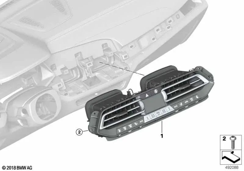 Panel de Control de Climatización para BMW X5 F95, G05 X6 F96, G06 X7 G07 (OEM 64115A1D414). Original BMW.