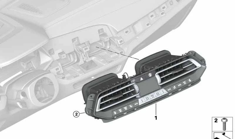 Panel de control climatizador automático OEM 64115A1D418 para BMW G05, G18, F95, G06, F96, G07. Original BMW.