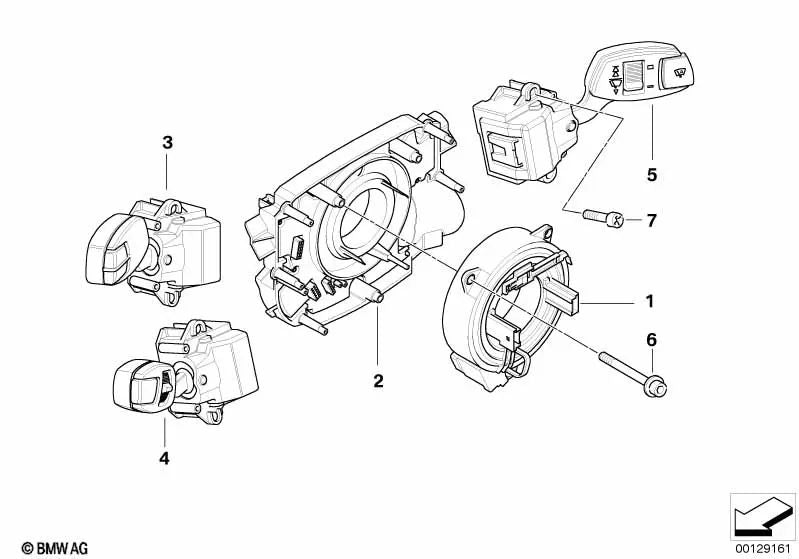 Centro de control columna de dirección para BMW E60, E61, E63, E64 (OEM 61319136898). Original BMW