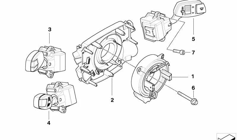 Lenksäulen-Bedienzentrum für BMW E60, E61, E63, E64 (OEM 61319136899). Original BMW.