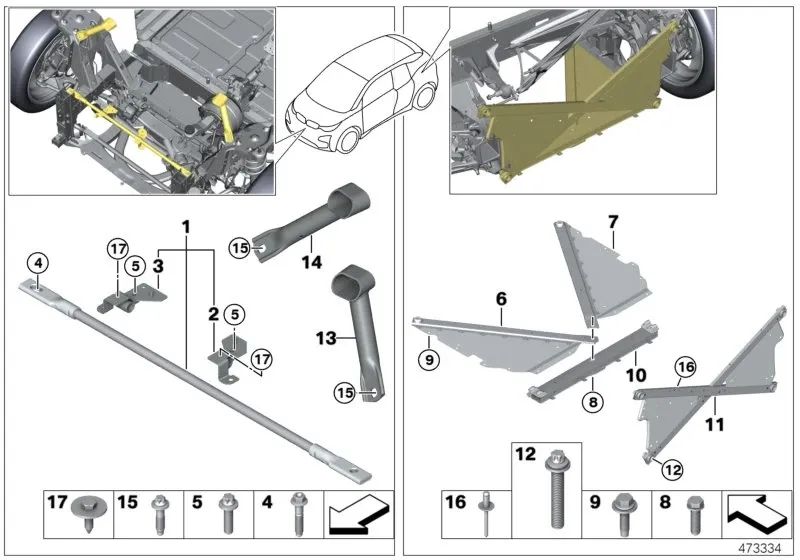 Soporte del compartimento de almacenamiento izquierdo para BMW I01, I01N (OEM 51647364779). Original BMW