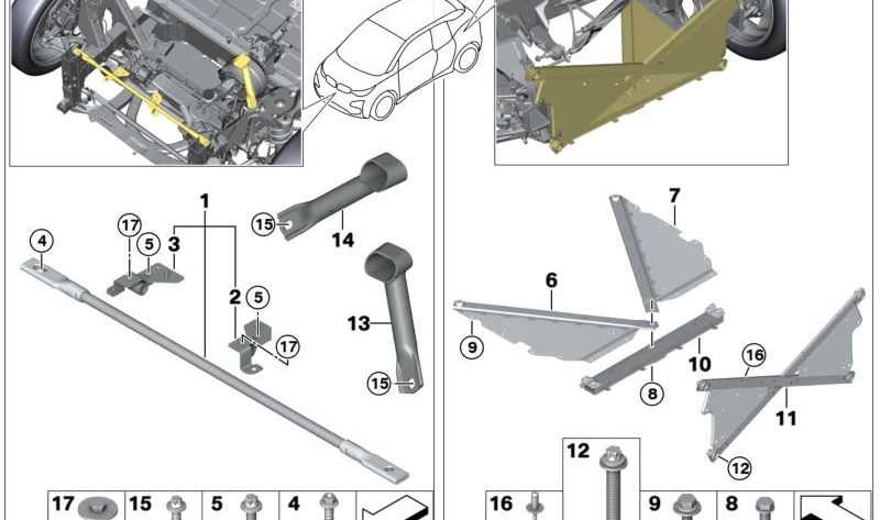 Soporte del compartimento de almacenamiento derecho OEM 51647364780 para BMW i3 (I01). Original BMW.