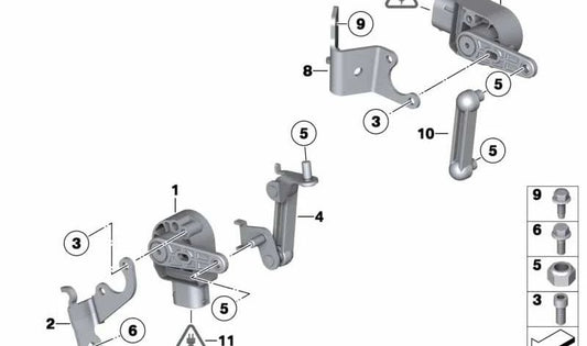 OEM Links -Level -Sensorunterstützung 37142284344 für BMW F10, F06, F12, F13. Original BMW.