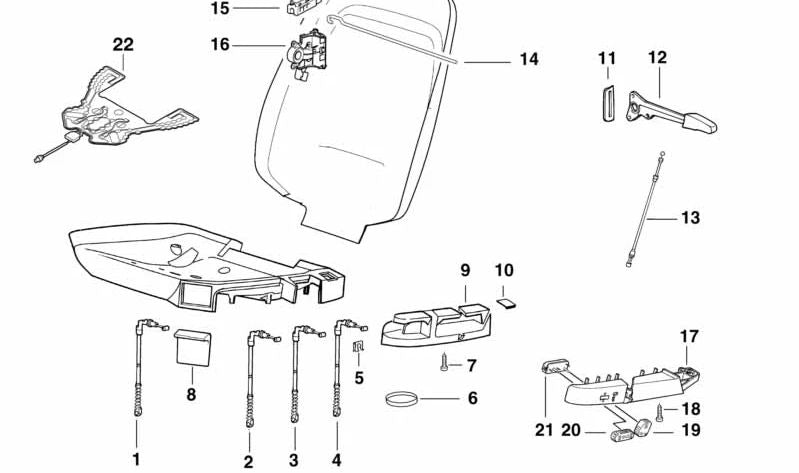 Palanca derecha para BMW E36 (OEM 52108146486). Original BMW.