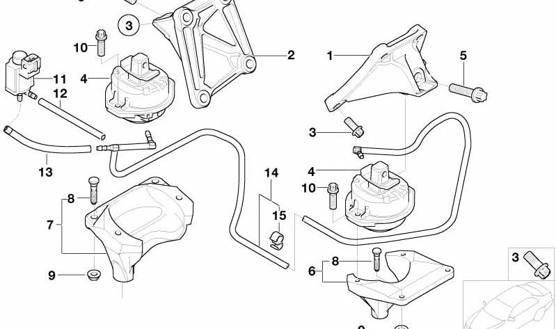 Soporte de motor OEM 22116770801 para BMW E65. Original BMW.