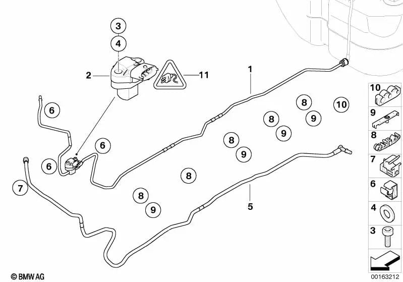 Soporte de fijación para BMW E60, E60N, E61, E61N Serie 5; E63, E63N, E64, E64N Serie 6 (OEM 16126760758). Original BMW