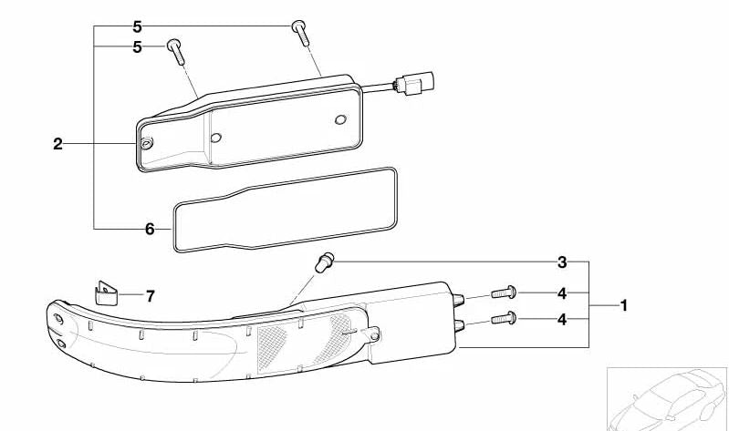 Junta de la luz intermitente delantera para BMW Z8 E52 (OEM 63136909384). Original BMW