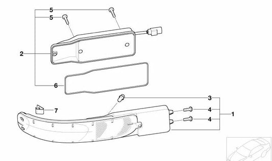 Junta de la luz intermitente delantera para BMW Z8 E52 (OEM 63136909384). Original BMW