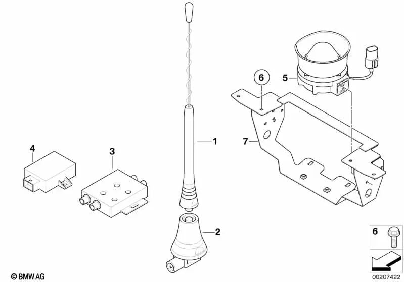 Amplificador de antena para BMW E90, E90N, E91, E91N (OEM 65208386678). Original BMW.