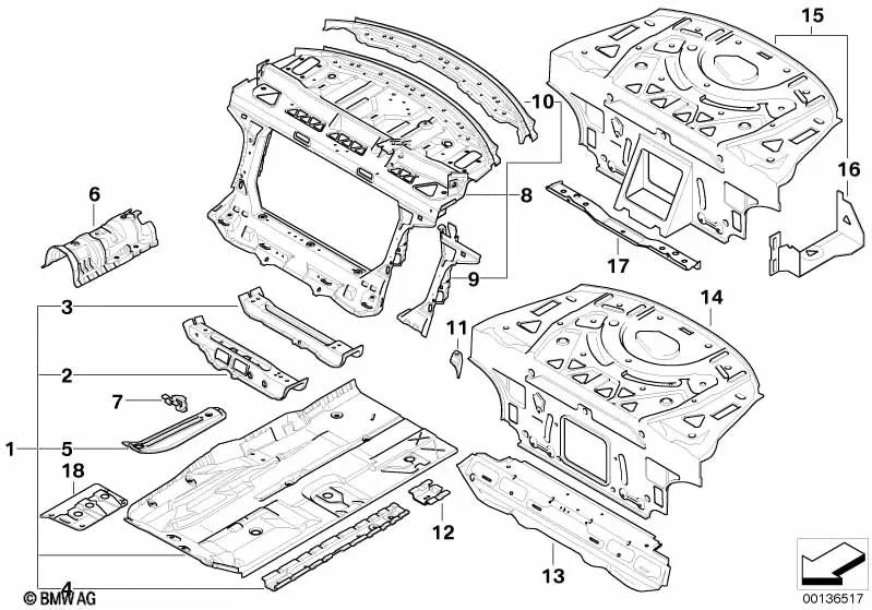 Consola de asiento delantera izquierda para BMW E63, E63N, E64, E64N (OEM 41127125181). Original BMW