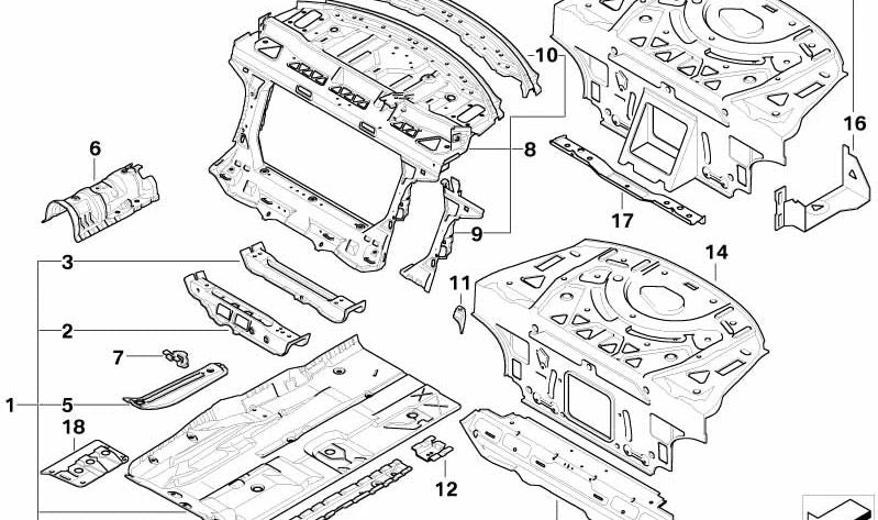 Soporte de respaldo exterior derecho para BMW Serie 5 E60, E60N (OEM 41147111262). Original BMW