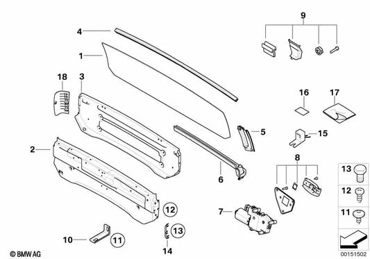 Cubierta de luneta trasera derecha para BMW Serie 6 E64, E64N (OEM 54347181254). Original BMW