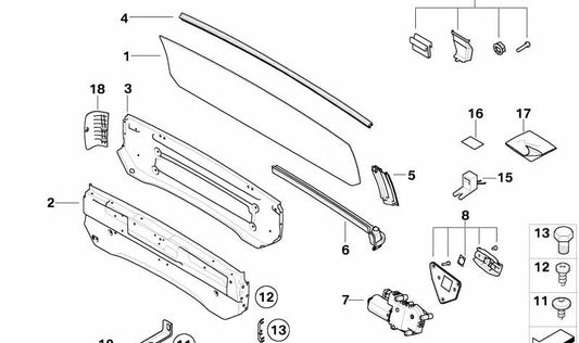 Rechte Heckscheibendichtung für BMW E64, E64N (OEM 54347125122). Original BMW.