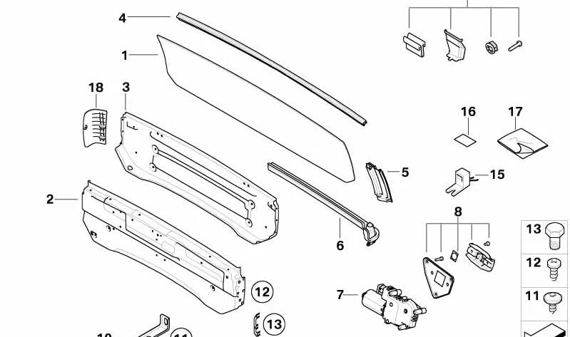 Juego de Fijación de Pantalla para BMW Serie 6 E64, E64N (OEM 54347152563). Original BMW