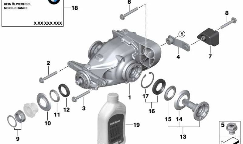 Sechskantschraube mit Unterlegscheibe für BMW 1er E81, E82, E87, E88, 3er E90, E91, E92, E93, X1 E84 (OEM 33176767983). Original BMW