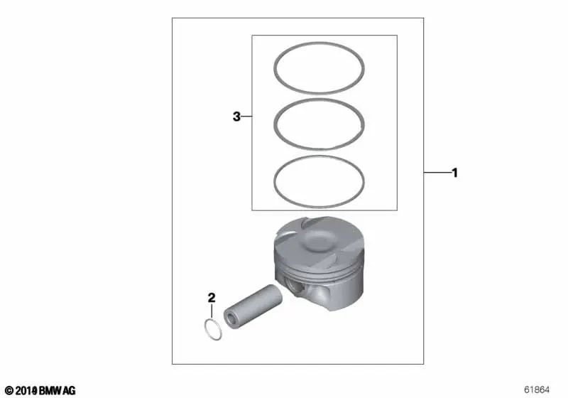 Kit de reparación aros de pistón para BMW E60, E61, E63, E64, E65, E66, E53 (OEM 11257514931). Original BMW