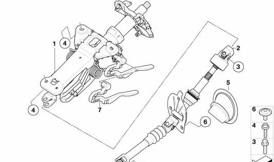 Fuelle de columna de dirección OEM 32306768006 para BMW E60, E61. Original BMW.