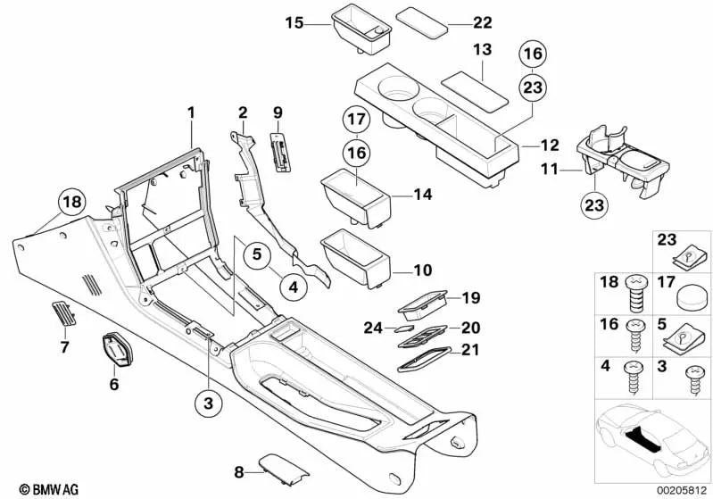 Console BMW (OEM 51168407215). BMW originale