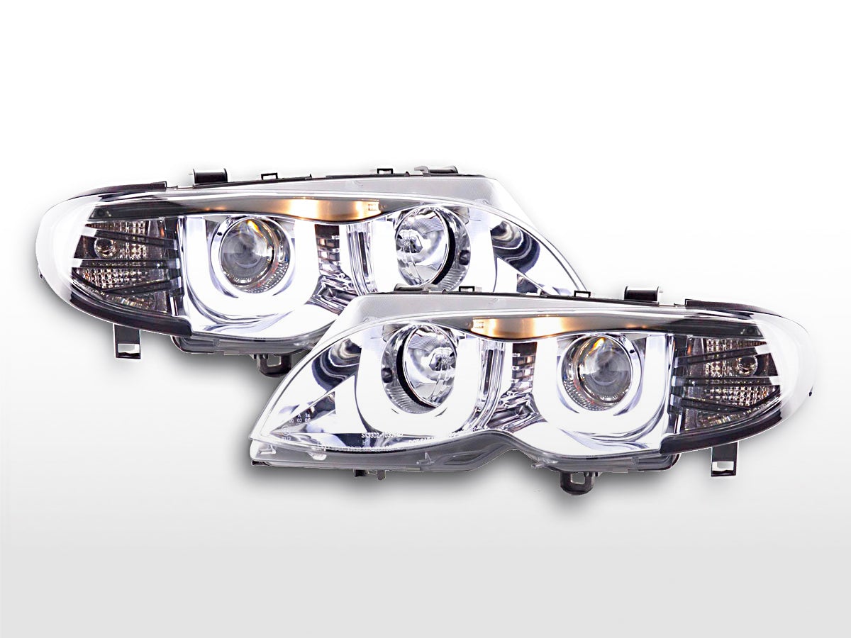 Faro De Luz Diurna Led Drl Look Bmw Serie 3 E46 Limo / Touring 02-05 Cromado Para Volante A La