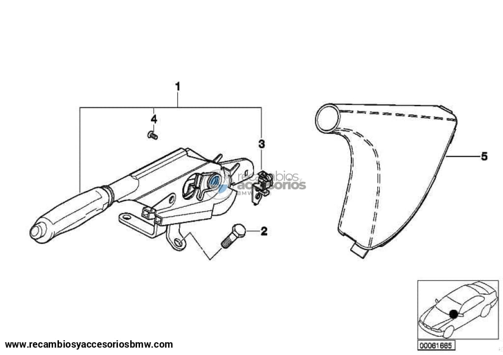 Funda Palanca Freno De Mano Cuero Negro Para Bmw E39 Serie 5 . Original Recambios