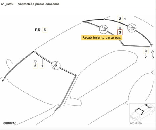Goma Junta Superior Cristal Trasero Para Bmw Berlina E39. Original Recambios
