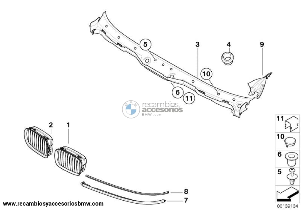 Goma Lateral Seguimiento Torpedo Para Bmw Serie 5 E39. Original